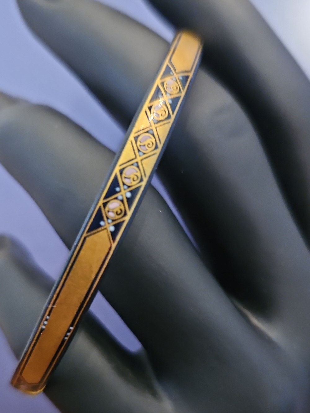Vintage Michaela Frey Black And Gold Bangle Austria